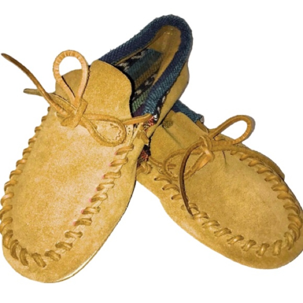 7 - 7.5 Element Suede Moccasins Tan Aztec Boho Chic Shoes Flats